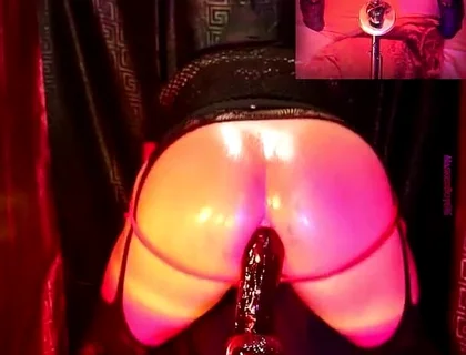 Giving Myself Pleasure Through My Hole, Riding Hard, Bouncing Oiled up, and Wearing Black Lingerie 5