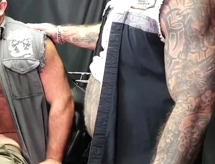 Threesome Harley Fucking with Manny Muscle and King Baiter