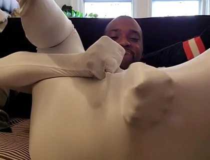 Kenniejai Plays in White Spandex Suit
