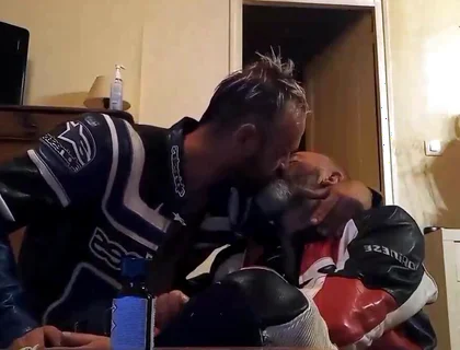 French guys in biker gear fucking