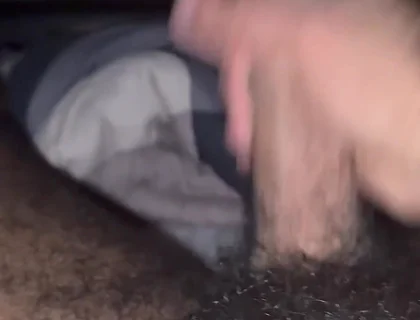 Hairy Black Man Jerking off Before Bed