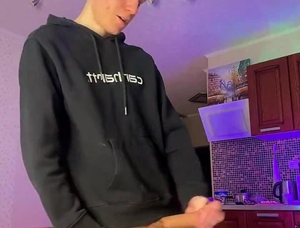 Skinny Boy Making a Huge Mess with His Thick Dick