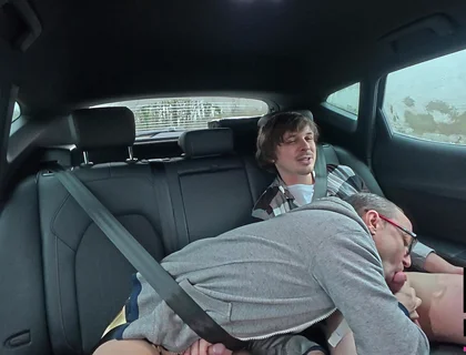 Two Straight Sucks Each Other and Tries to Fuck in the Back of a Car