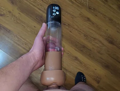 After Orgasm - Pumping My Cock in a Cum-filled Vacuum Pump