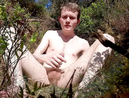 Naked in the Forest Jerking off