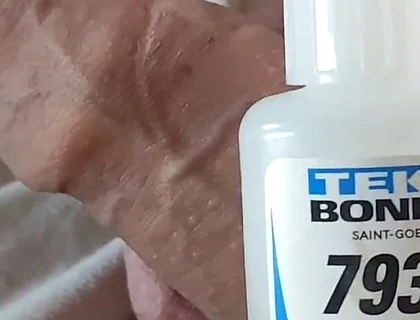 Without Cuts Spreading the Liquid Glue Completely on the Glans.