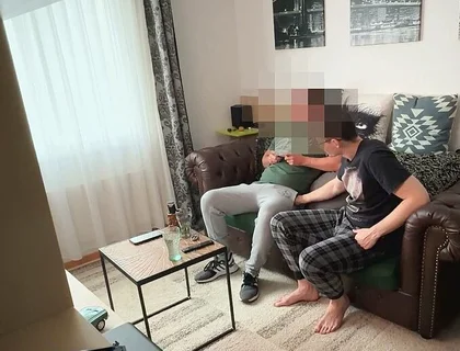 Straight Curious Handyman Seduced by Gay and Gets Sucked on the Couch While Gaming