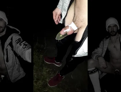 Winter Hike with a Piss-soaked Rubber on My Dick