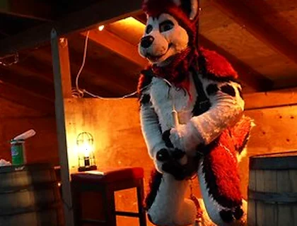 Husky Fursuiter Suspension Jerkoff