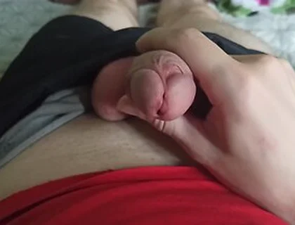 Amateur Guy In Russian Guy Caresses Himself Through Shorts And Pulls Out A Dick