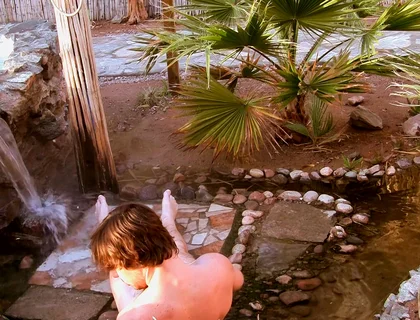 Cooling Down with His Uncut Cock