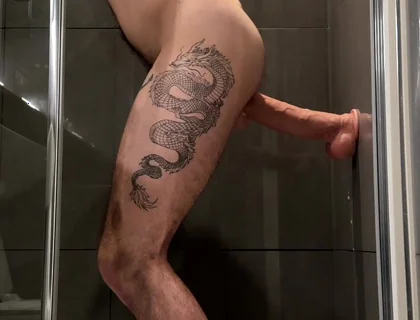 Hungry Locked Bottom Playing with Huge 10 Inches Monster Dildo