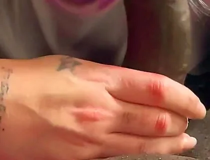 Sexy Trav Sucks My Big Cock Gently and Roughly