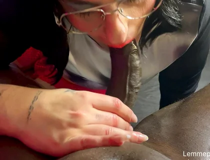 Sexy Trav Sucks My Big Cock Gently and Roughly