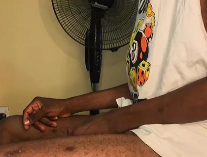 Skinny African Boy First Cum on Cam