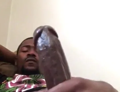 Slowly Wanking My Big Black Cock Cumming Loads