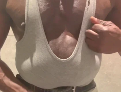 Black Muscle Stepdad Revealing Singlet Bate Cum Post Gym Shower