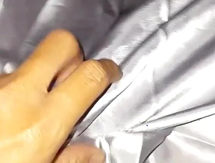 Masturbating Wearing Silver Satin Long Dress in Car
