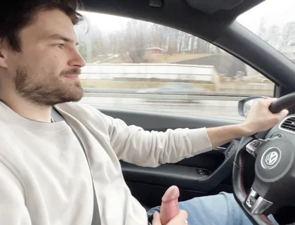 Almost Crashed the Car When I Jerked Him off and Him After His Orgasm