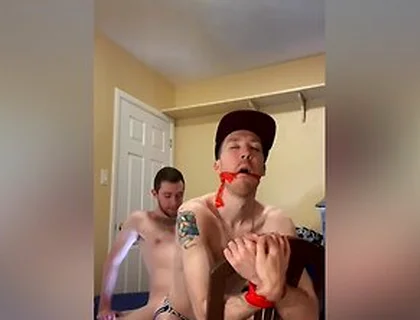 Twink Cums Handsfree Bareback Fucking