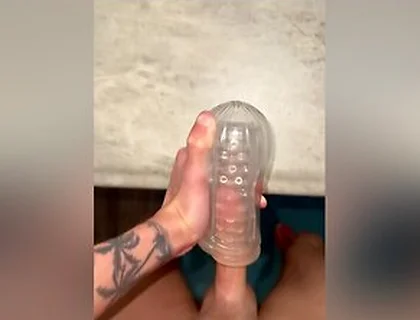 Jerking Off With Clear Fleshlight