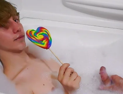Age play handjob in the bathtub