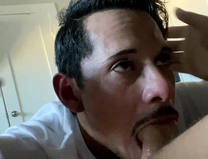 Latino Papi Swallows Huge Load From Big White Cock