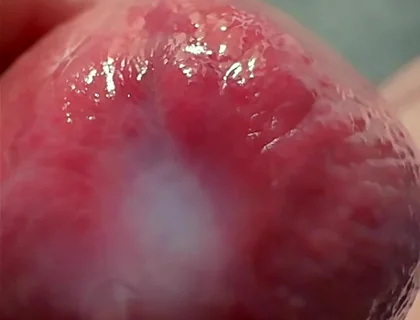 Macro Cum Shot. Ultra Close-up Ejaculation