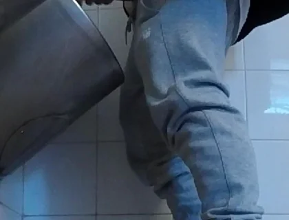 Amateur Boys in Sneakers Wank and Try Handjob in Public Toilets' Urinal