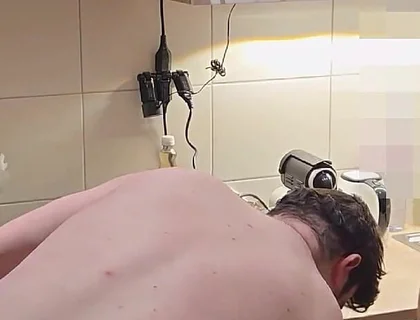 Straight Curious Guy Steven First Time Getting Fucked Bareback After Mutual Blowjob in the Kitchen