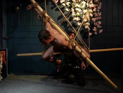 Beautiful Zeus Bound in Jute Shibari Elegance to Powerless Predicament Strain