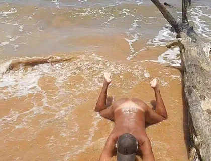 Naked Ladysilva on the Beach Showing off Her Tanned Hot Ass with Sexy Mark