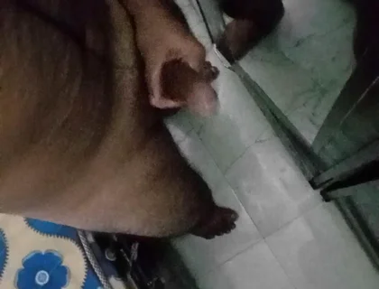 Oiling my big dick in the bedroom and masturbating Infront of mirror