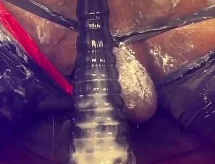 Femboy Bottom Dipsodeep Creams Butthole with Large Dildo - Anal Training