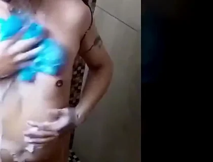 Post-workout Gym Shower: Athletic Guy Naked in Soap and Quick Tease