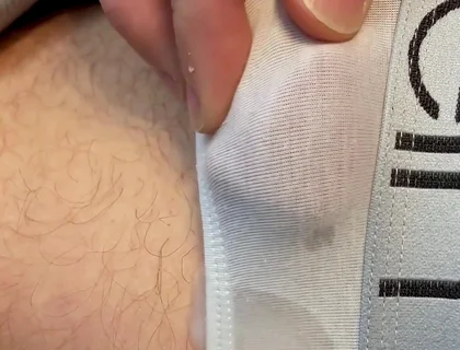 Frenulum Orgasm and Cum by Rubbing My Dick Through My Briefs