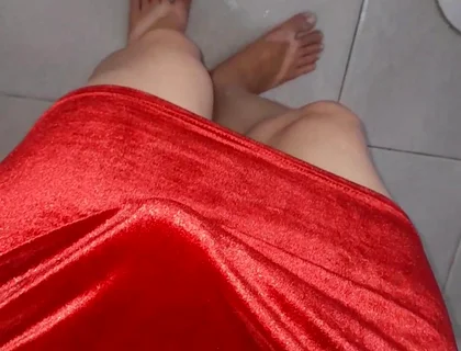 Crossdresser Cum Inside Sexy Velvet Dress