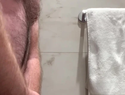 Hotel Bathroom Wank and Cum