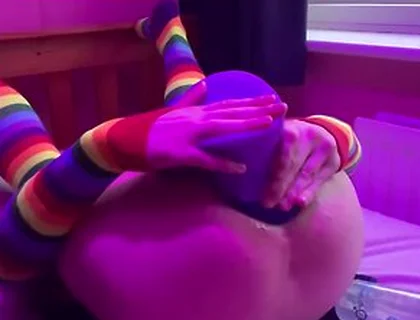 Size Queen Femboy Raine Stretched By Huge Toys!