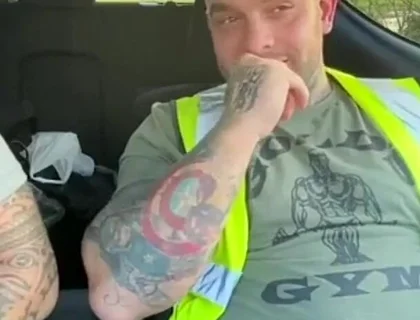 Builders Have a Jerk in the Car at Work