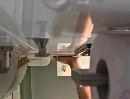 POV Muscular Bear Jerks off in the Toilet.
