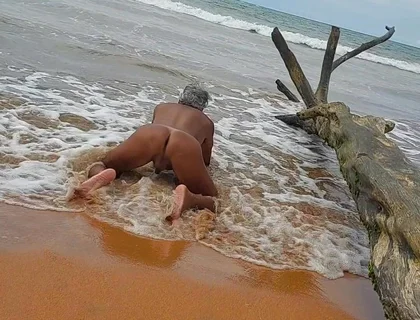 Sissy Ladysilva on the Beach Tanned Naked Showing off Her Sexy Mark Hot Ass