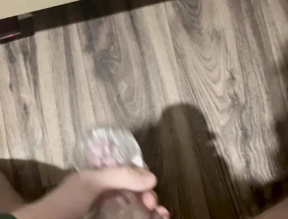 Horny Twink Needed a Release. Big Cumshot, Fucking a Flashlight, Intensive Masturbation. POV 4K Full HD