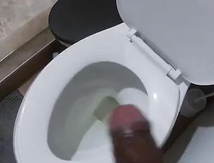 Stroking My BBC Peeing in the Toilet POV