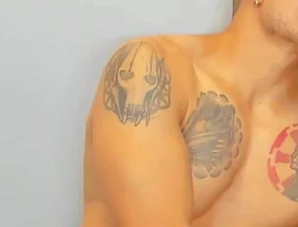 Slim Twink Masturbating with Colombian Macho's Xxl Fat Cock