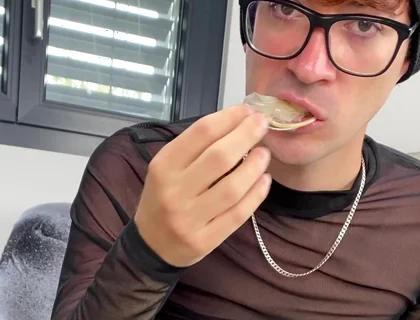 Hot Gabriel Pleasuring Himself and Eating His Cum!