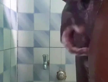 20y BBC Nasty Jerking off in His Shower Cleaning up His Cock