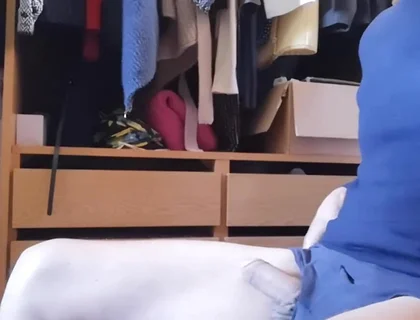 Jerking off Sitting on a Chair in a Dressing Room