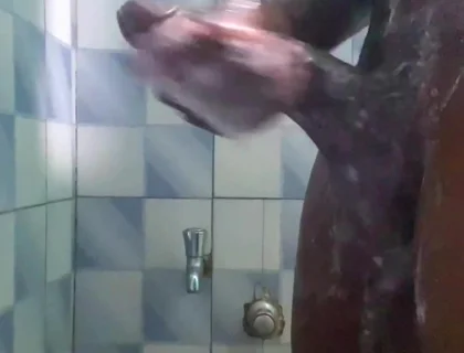 20y BBC Nasty Jerking off in His Shower Cleaning up His Cock