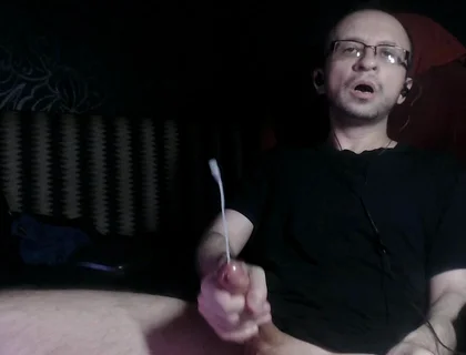 Horny Guy with Huge Massive Cock Big Load. Hot Cumshot